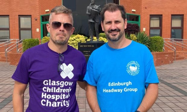 Simon Donnelly and Jackie McNamara outside Celtic Park