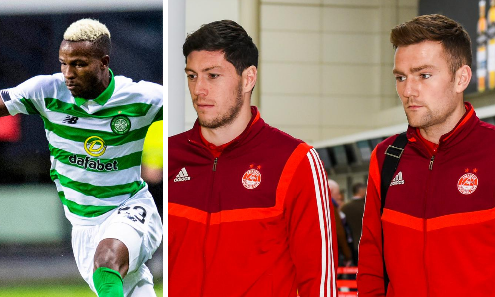 Celtic's Boli Bolingoli, left, and Scott McKenna and Mikey Devlin who were among 'Aberdeen eight'