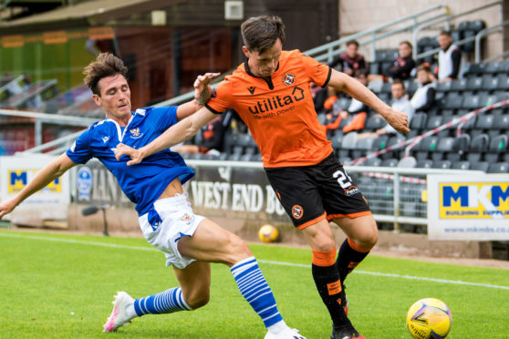 Lawrence Shankland in action, pre-injury, against St Johnstone.