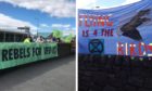 The Extinction Rebellion protest at Dundee Airport.