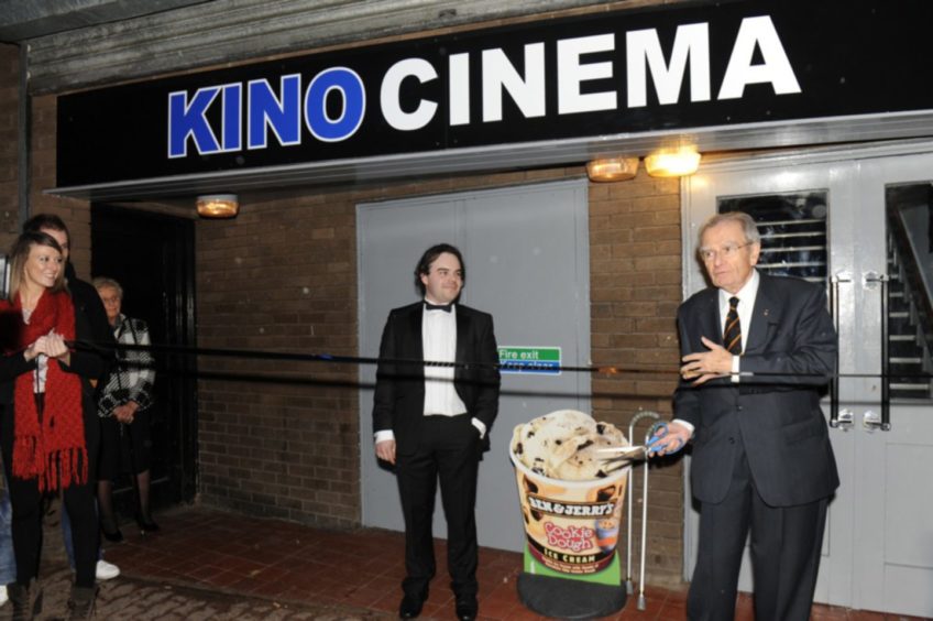New owner Graeme Reekie and Douglas Adams of Associated British Cinemas at the ribbon-cutting at the Kino cinema in Glenrothes on its reopening in 2010.