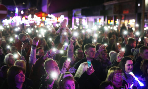 Broughty Ferry Christmas Light Switch on from 2018
Picture shows; The crowd enjoying the show. Thursday 14th November, 2018. Mhairi Edwards/DCT Media