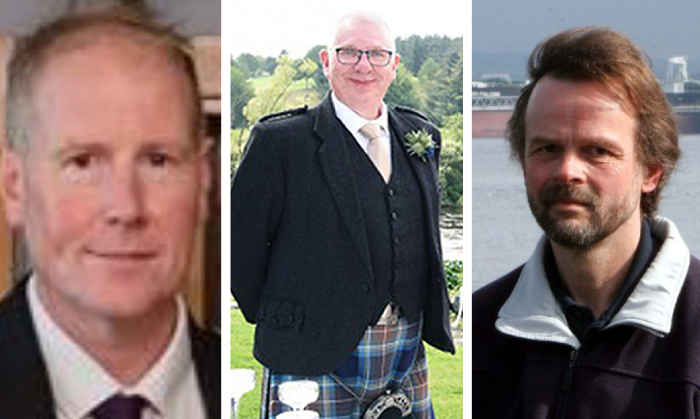 Stonehaven rail tragedy victims Brett McCullough, Donald Dinnie and Christopher Stuchbury.