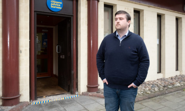 Chris McVey, the Chief Officer at the Arbroath CAB premises.

....Pic Paul Reid