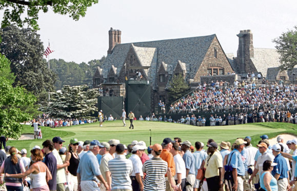 Mandatory Credit: Photo by MORRY GASH/AP/Shutterstock (10774048a)
Phil Mickelson and Kenneth Ferrie are shown on the ninth green during the final round of the U.S. Open golf tournament at Winged Foot Golf Club in Mamaroneck, N.Y. The U.S. Open returns to Winged Foot next week, held in September because for the first time since 1913
US Open Golf, Mamaroneck, United States - 18 Jun 2006