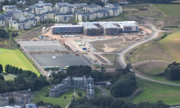 An aerial photograph of the new Madras College, St Andrews, taken by the UK Civil Air Patrol.