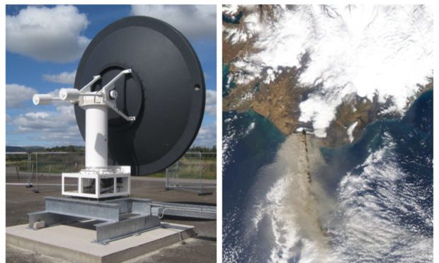 The new Errol facility's antenna is now operational. Right, an image of Iceland's 2010 volcanic eruptions collected by the original centre