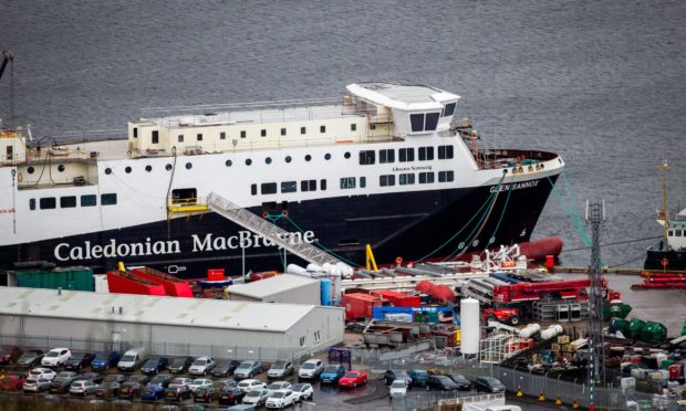 One of the dual fuel ferries under construction.