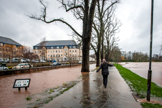 The aftermath of the storm at the South Inch, which saw heavy flooding. Picture: Steve MacDougall.