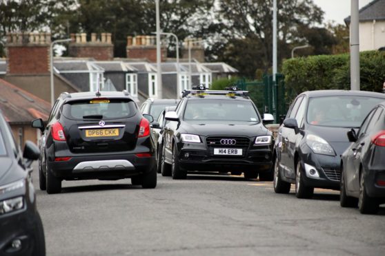 Traffic congestion around Abbey View campus in Arbroath.