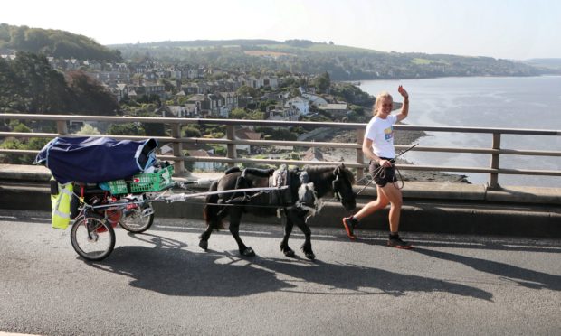 Johanna Maria Wurtz from Germany has walked to Dundee from Spain with her Shetland pony Hechizo to gain a work placement at the James Hutton Institute in Invergowrie.