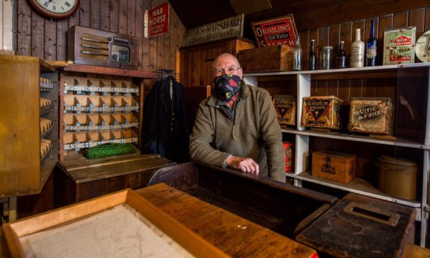 Jim Finnie in the post office at Blair Atholl Country Life Museum
