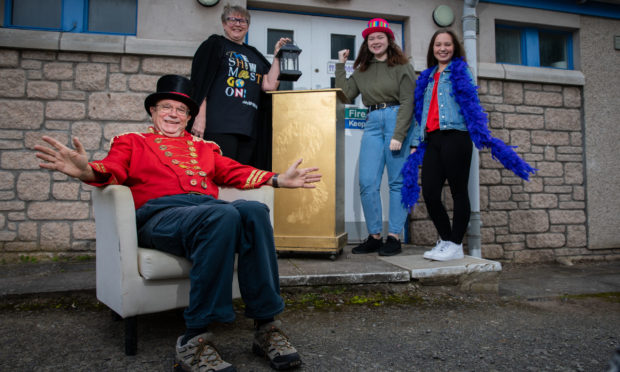 Dave Ross (President), Joanna Fitzgerald (Panto Co-producer), Cerys Fitzgerald and Sarah Oliphant (both Coreographers), Dibble Tree Theatre, High Street, Carnoustie,