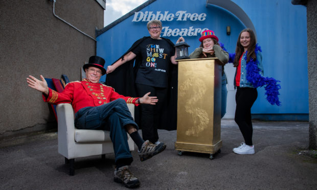 Dave Ross (President), Joanna Fitzgerald (Panto Co-producer), Cerys Fitzgerald and Sarah Oliphant (both Choreographers), Dibble Tree Theatre, High Street, Carnoustie.