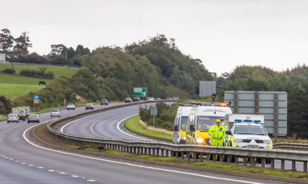 A stretch of the A92 westbound was closed for 15 hours after the accident on the A92.