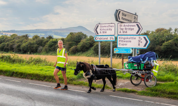 Johanna Maria Wurtz and shetland pony Hechizo passed through Fife yesterday.