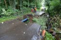 Damage to Station Road in Forgandenny.