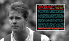 Former Saints star Mark Treanor and teletext report, inset.