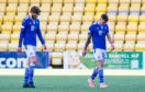 A dejected Murray Davidson and Callum Hendry at full-time at Livingston.