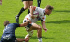 Darcy Graham dodges away from tacklers to set up Damien Hoyland's try in Bordeaux.