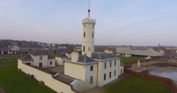 The Signal Tower Museum at Arbroath seafront.