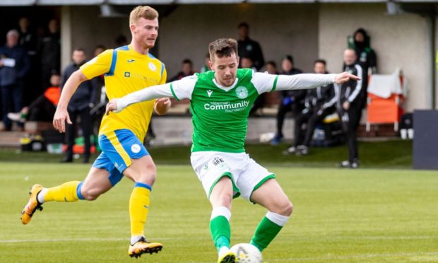 Marc McNulty in action for Hibs against BSC Glasgow last season.