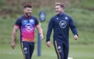 Ali Price (left) with captain Stuart Hogg during training with Scotland.