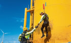 Personnel using the Pict Offshore Get Up Safe system.