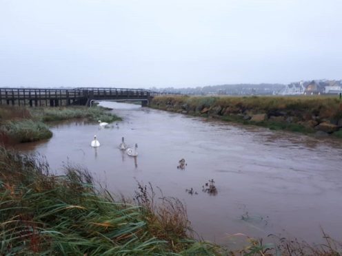 Carnoustie's flooded Championship golf course. Pic: Craig Boath