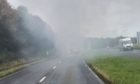 Bus fire on B921 Kinglassie Road close to Glenrothes Image: Fife Jammer Locations.