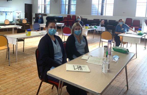 NHS Fife staff at a flu clinic this week.