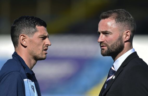 Dundee's Graham Dorrans (L) and manager James McPake were team-mates at Livingston.