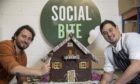 Josh Littlejohn and head chef of Social Bite central kitchen at the launch of the organisation's new brownie delivery service.