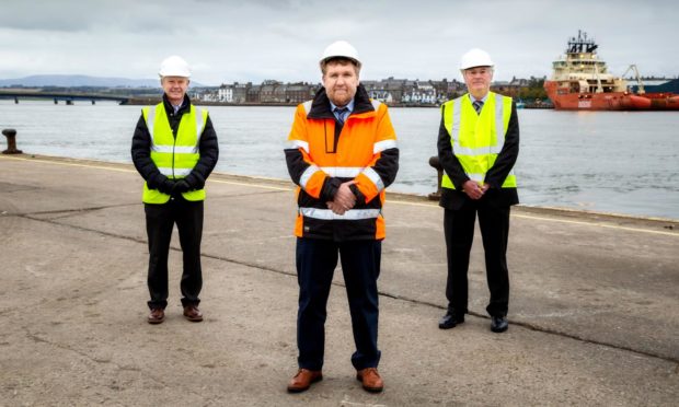 Montrose Port Authority chairman Peter Stuart, chief executive Captain Tom Hutchison and vice chairman Hamish Watt..