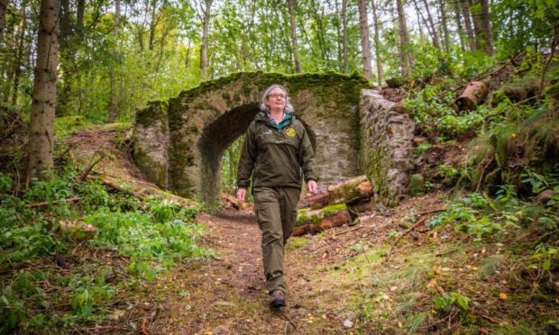 Julia Duncan (Atholl Estates ranger) using part of the new Balvenie Pillar Trail.