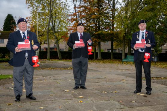 Glenrothes area Poppy Appeal collections organiser Ron Smith, (left) alongside fellow collectors Mick Green (centre) and Davie Archibald (right).