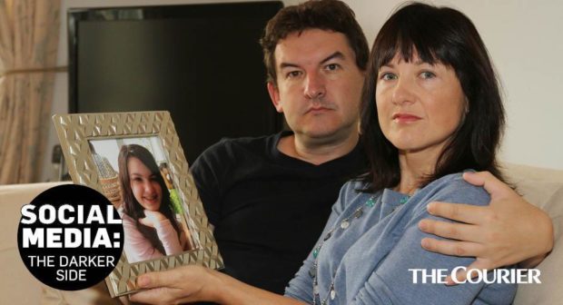 Craig and Ruth Moss, whose daughter Sophie Parkinson took her own life aged 13 after viewing suicide guides on social media.