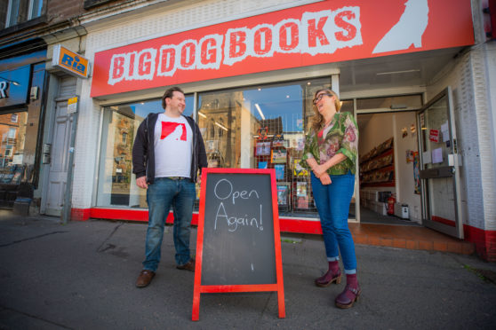 Precious Sparkle owner Dawn Fruge and Big Dog Books owner Stuart Kane support a youth employment initiative in Perth.