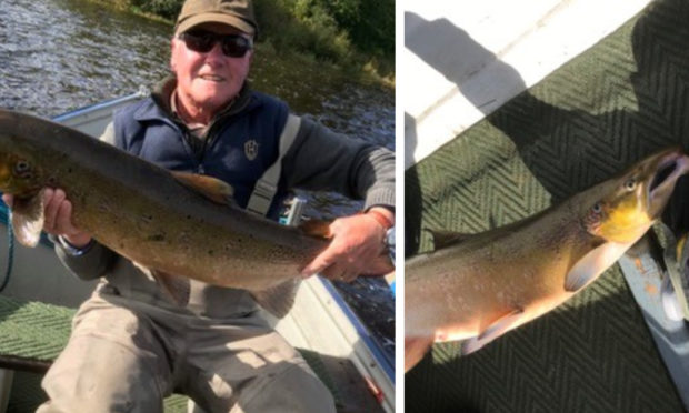 Arnot McWhinnie with his 20lb salmon on the River Tay.