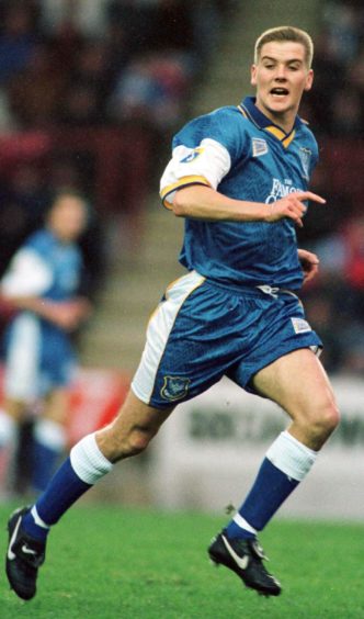 A young Danny Griffin in action for St Johnstone. 