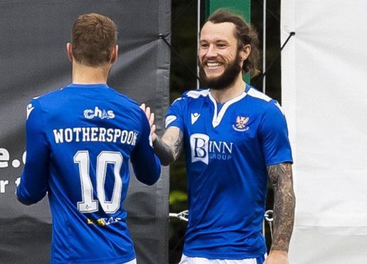 Stevie May celebrates his early goal.