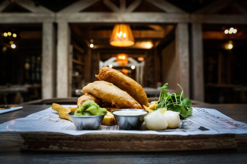 Vegan fish and chips at Forgans, Broughty Ferry. 