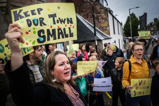 Pitdownies Campaign Group leading a protest against the planned development in 2019.