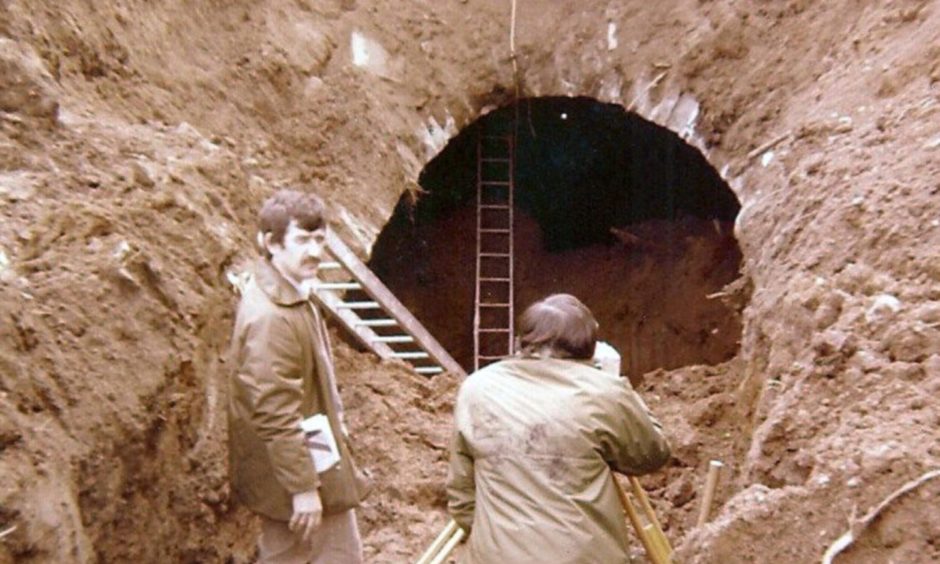 The north end of the Law railway tunnel was excavated, surveyed and reburied in connection with nearby building work in 1981.