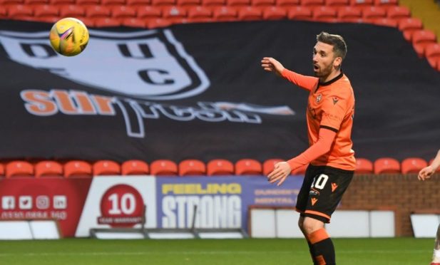 Dundee United striker Nicky Clark watches on as his second goal deflects home in their 2-1 win over Ross County last weekend.