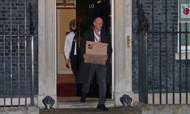 Dominic Cummings leaving Number 10 on Friday evening.