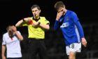 Cove Rangers' Blair Yule is red carded at Dens Park.