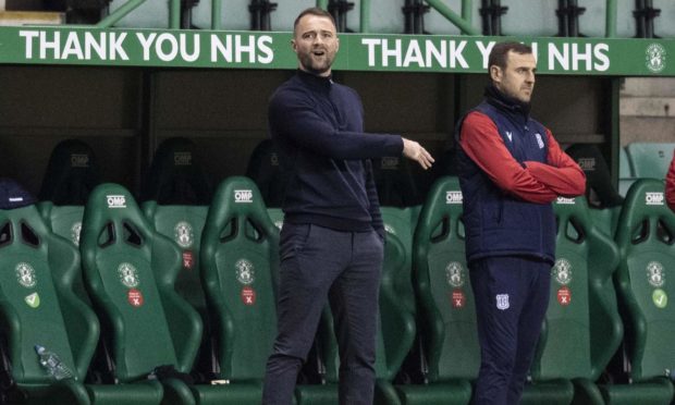 Dundee manager James McPake at Easter Road.