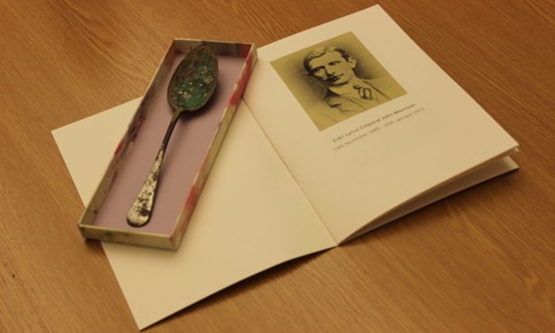 The spoon which was found with the Black Watch hero's body.