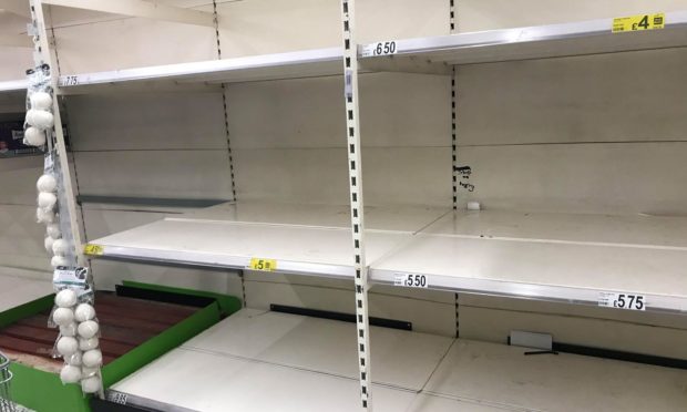 Empty shelves at the Dundee Asda Milton of Craigie in April this year